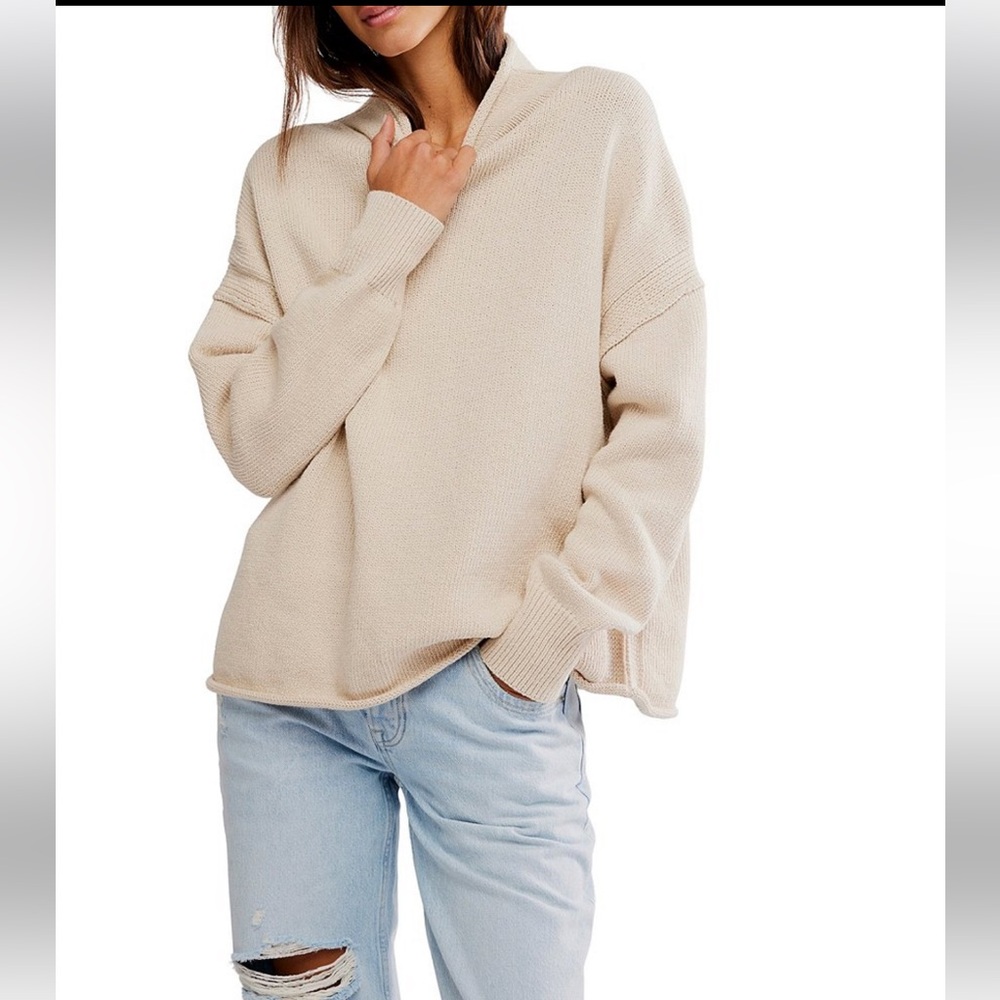 FREE PEOPLE We The Free Sugar Swizzle Torres Roll Neck L/S Sweater SZ: L